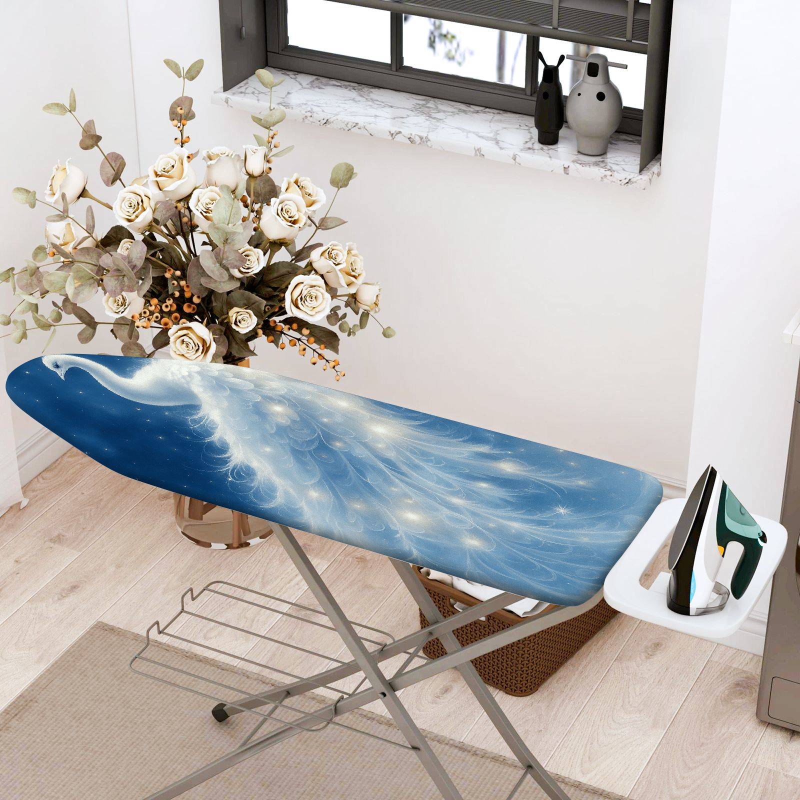 1-Piece Swan Starry Night Elegant  Ironing Board Cover, Universal Size, Without Board