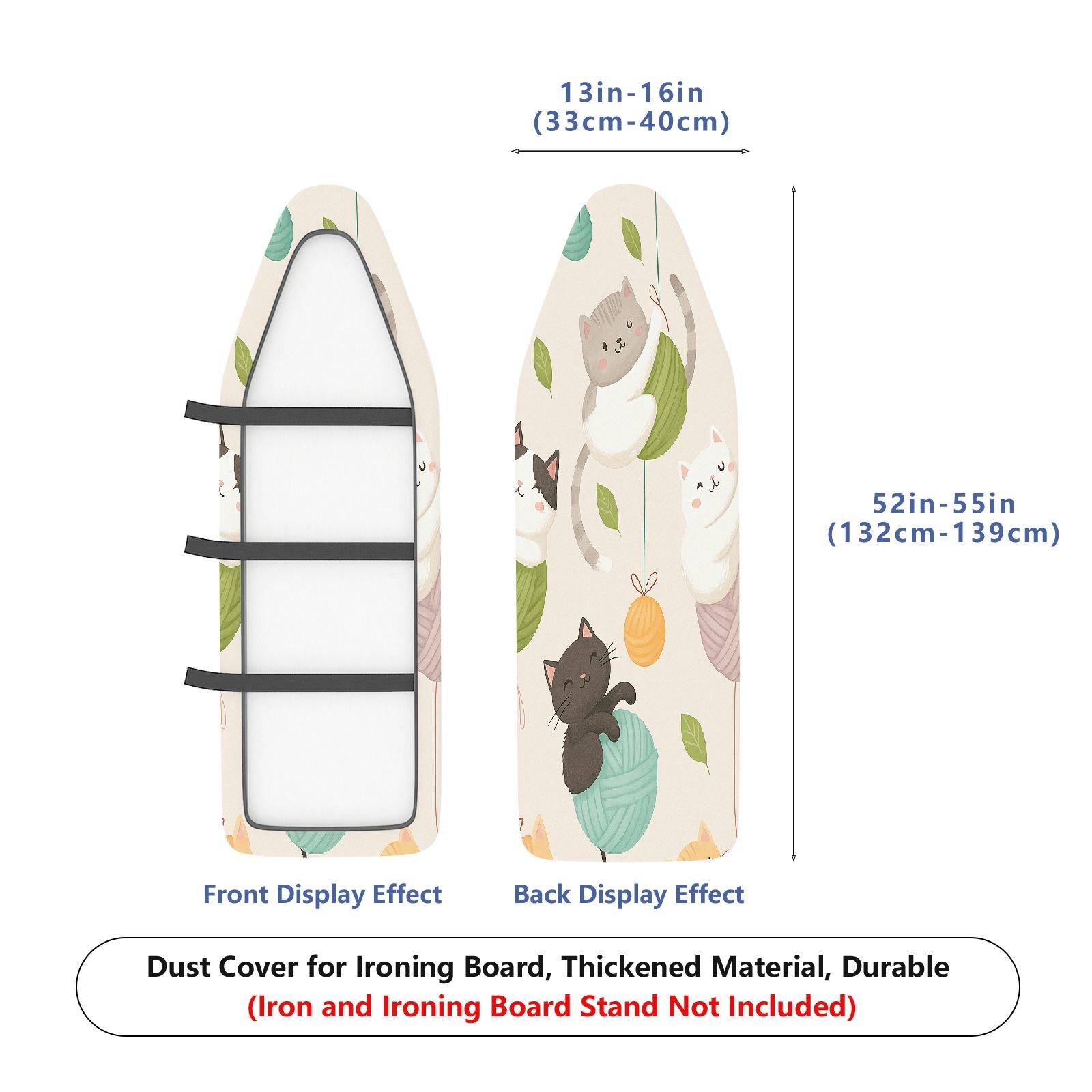 1-Piece Cat Yarn Playful  Ironing Board Cover, Universal Size, Without Board