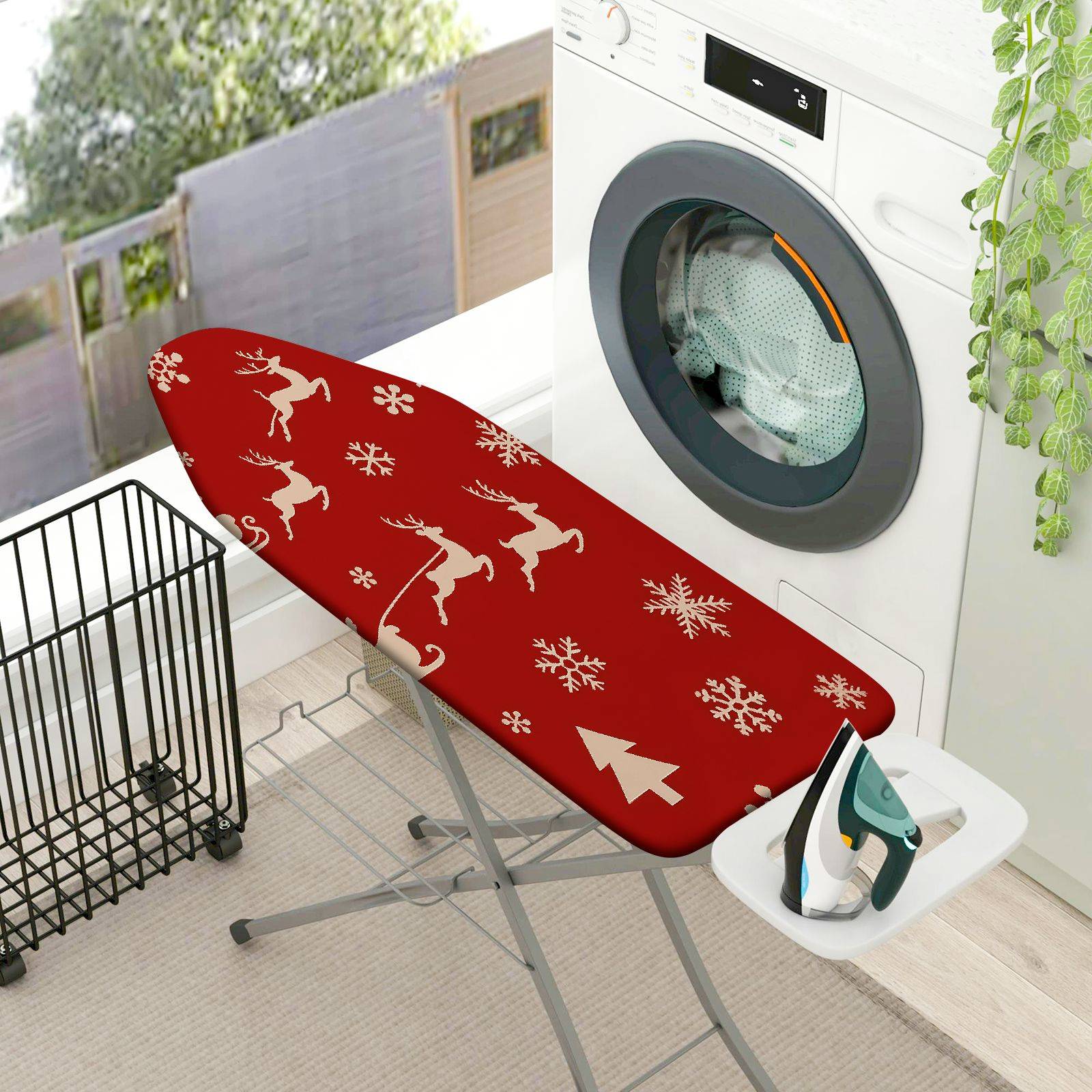 1-Piece Reindeer Snowflake Christmas  Ironing Board Cover, Universal Size, Without Board