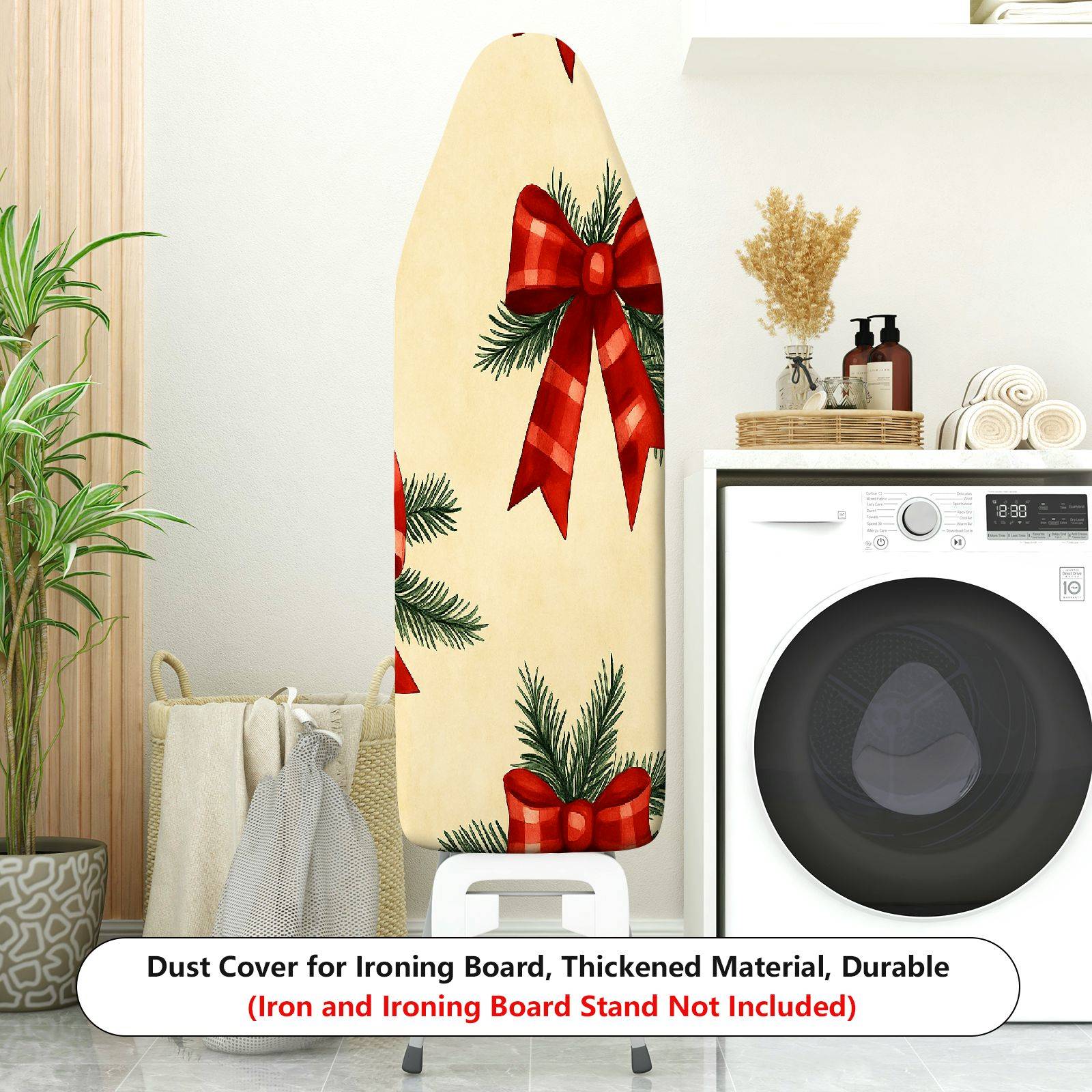 1-Piece Christmas Decoration Red Ribbon Pine  Ironing Board Cover, Universal Size, Without Board