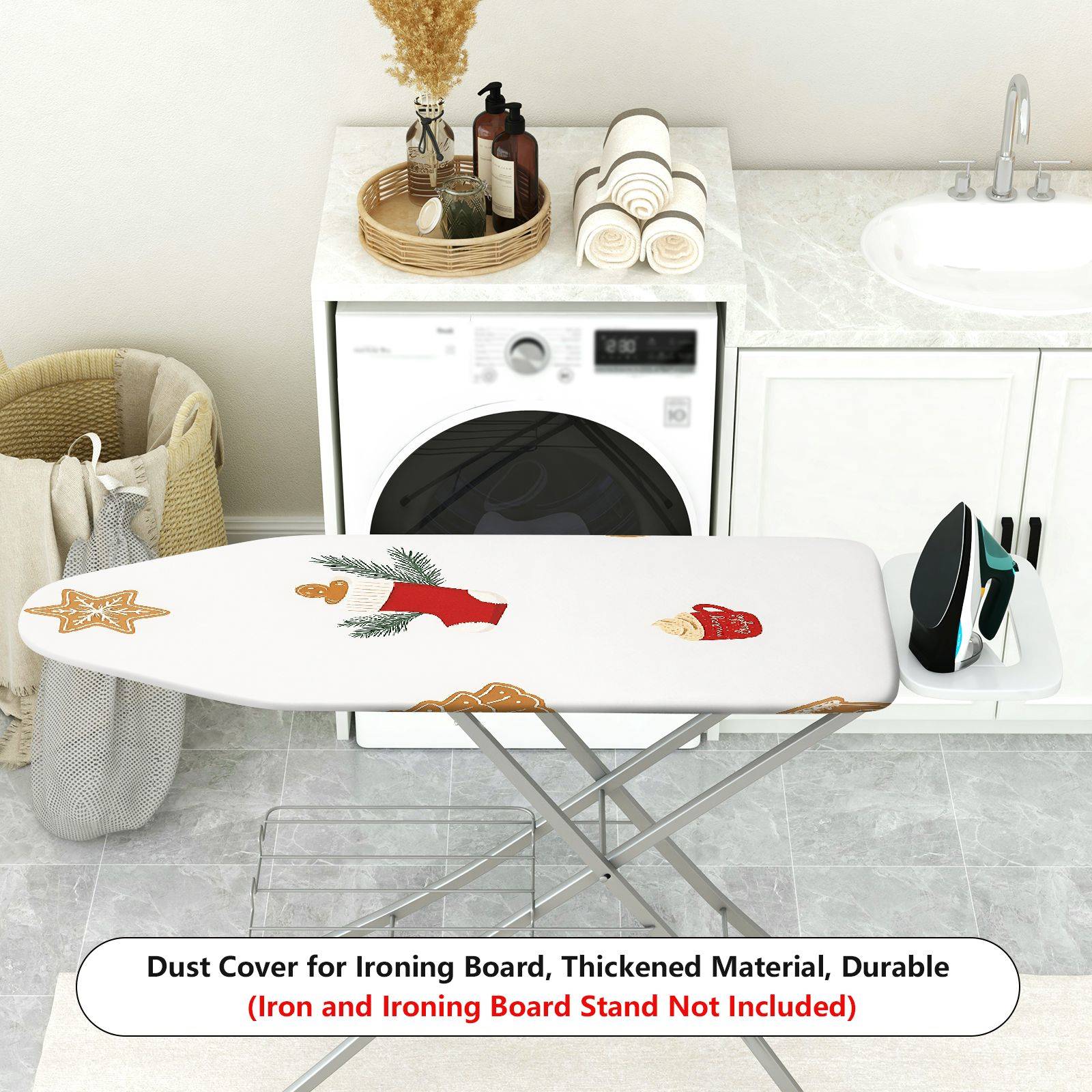 1-Piece Christmas stocking gingerbread Xmas  Ironing Board Cover, Universal Size, Without Board