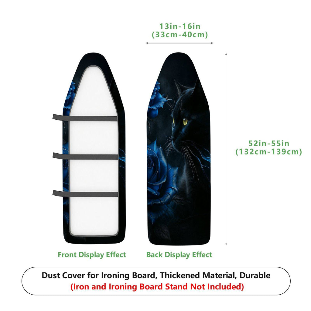 1-Piece Black Cat Blue Rose Dark  Ironing Board Cover, Universal Size, Without Board