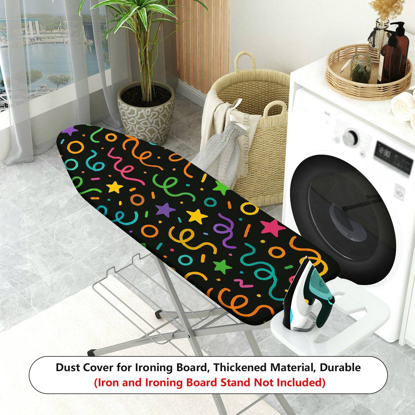 1-Piece Stars Confetti Colorful  Ironing Board Cover, Universal Size, Without Board