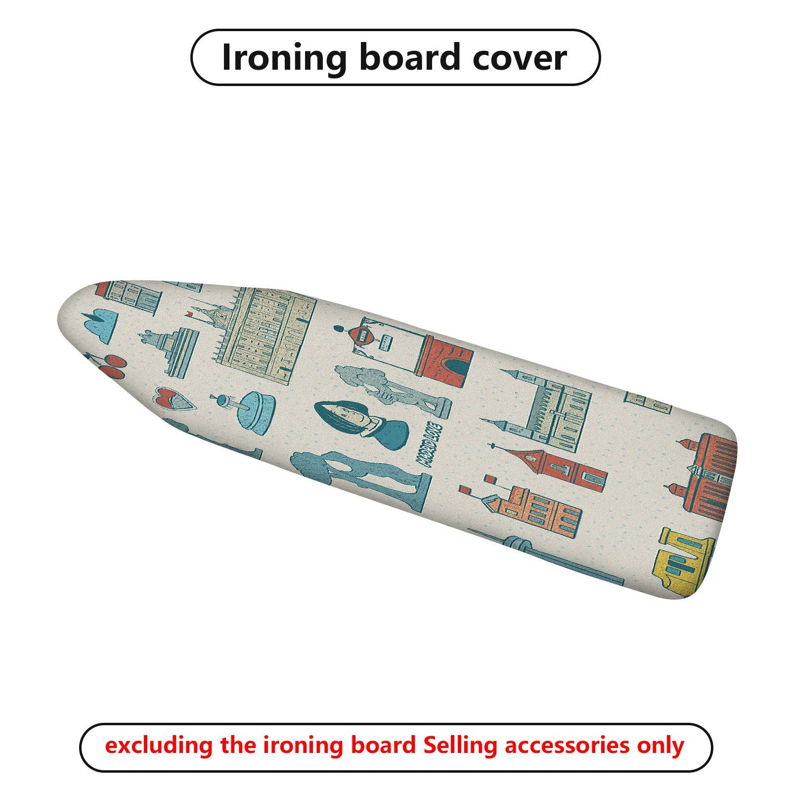 1-Piece Retro Vintage Architecture  Ironing Board Cover, Universal Size, Without Board